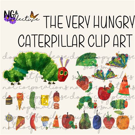 The Very Hungry Caterpillar Clip Art Set Transparent PNG - Etsy Australia