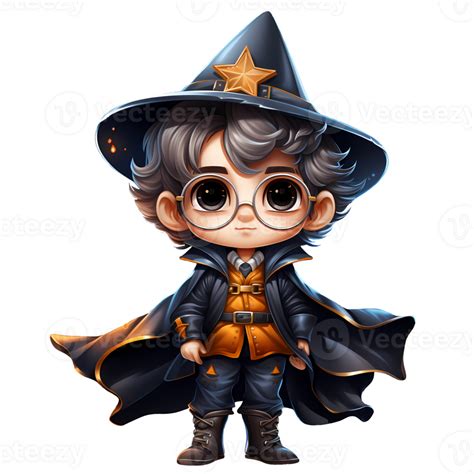 Cute Little Wizard Halloween Clipart Illustration AI Generative ...