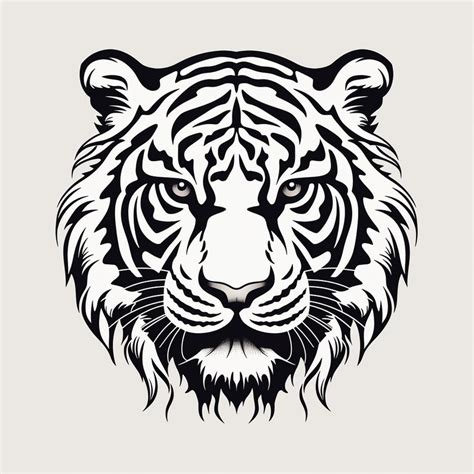 Black Line Tiger Clip Art Black and White Illustration, Printable ...