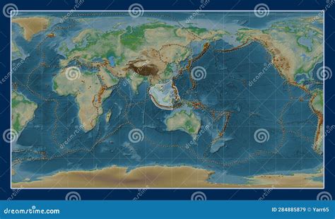 Sunda Tectonic Plate. Physical. Patterson Cylindrical. Volcanoes Stock Illustration ...