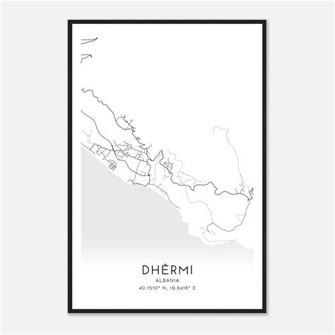 Dhermi Albania Map Poster, Dhermi City Road Wall Art Print - Custom ...