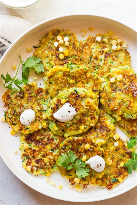 Cheesy Zucchini and Corn Fritters - Little Broken