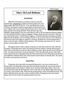 African-American Biography Series-Mary McLeod Bethune | TPT