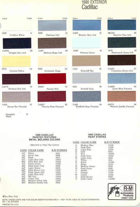 Cadillac Paint Codes & Color Charts