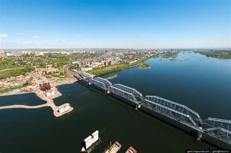 Krasnoyarsk Railway Bridge across River Yenissei - Krasnoyarsk