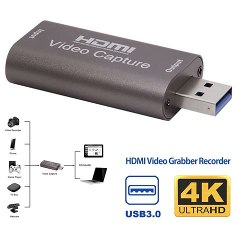 ODOMY 4K Video Capture Card USB HDMI Video Capture Record Box for PS4 Game DVD Camcorder ...