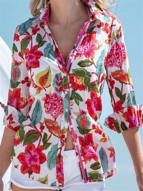 Cino Tahiti Shirt in White Print | Cotton Island Women's Clothing Boutique