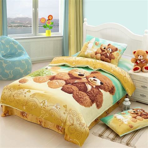 Teddy bear bedding set twin size bedspreads duvet cover bed in a bag ...