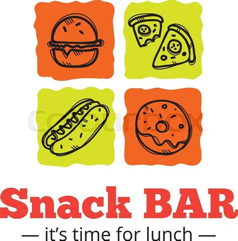 Vector trendy snack bar logo in doodle ... | Stock vector | Colourbox