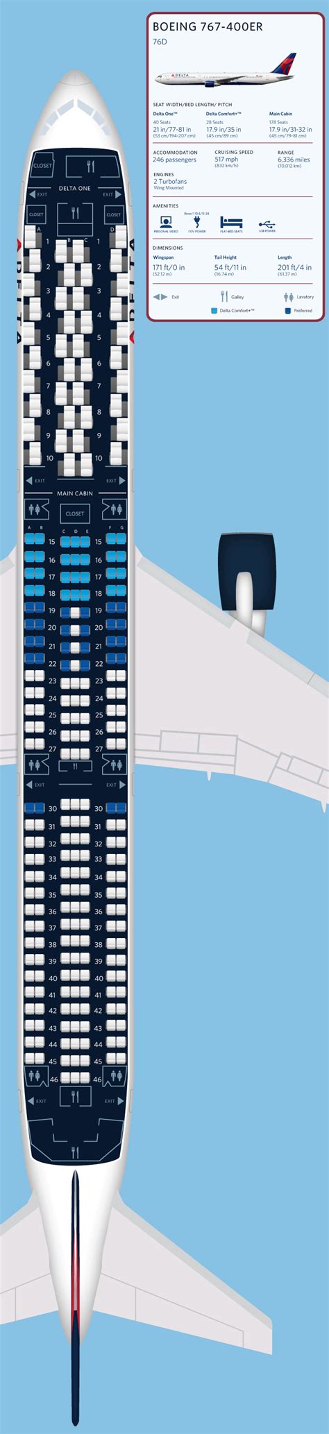 Delta Boeing 767 Seat Map