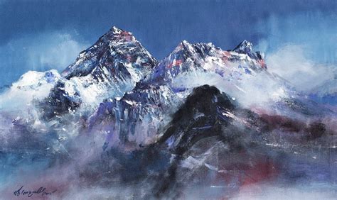 Acrylic 'Mount Everest' - NB Gurung Watercolour