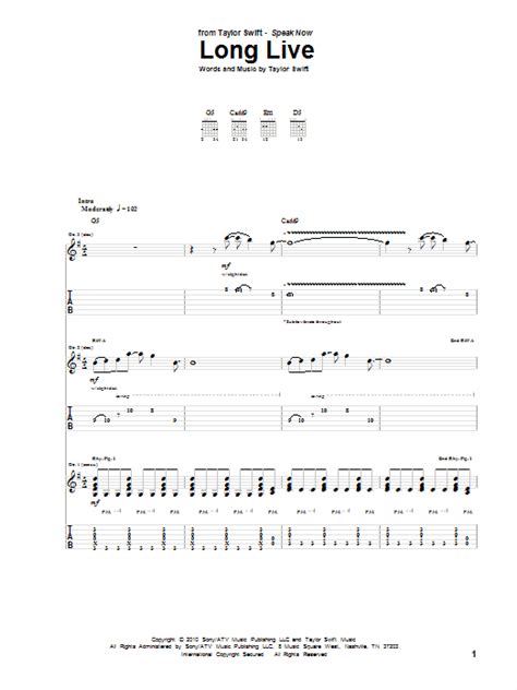 Long Live by Taylor Swift - Guitar Tab - Guitar Instructor