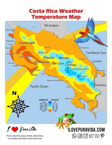 Costa Rica Weather and Temperature Map - I Love Pura Vida The amount of microclimates that Costa ...