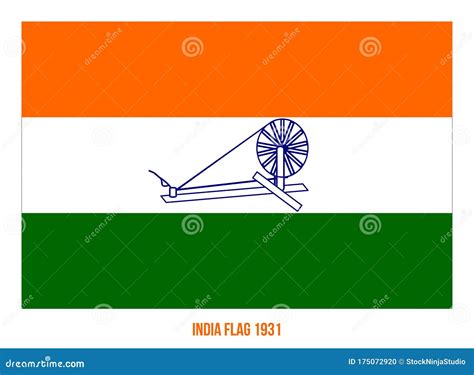 India Flag Waving 1931 Vector Illustration on White Background. Swaraj ...