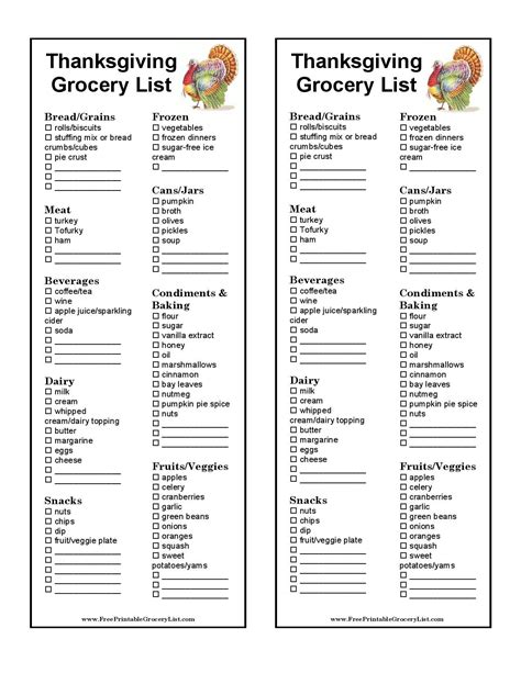 Free Printable Thanksgiving Grocery List Template | Thanksgiving ...