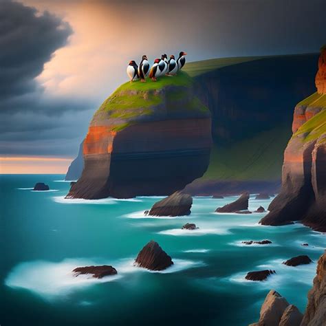 Premium AI Image | Sea cliffs with puffins