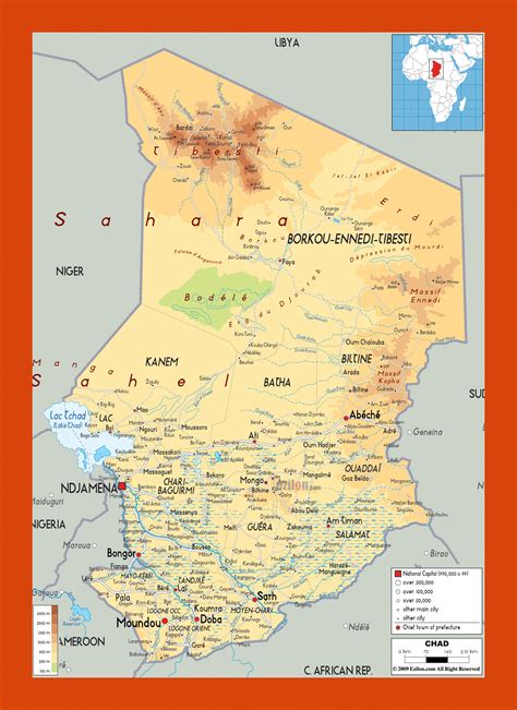 Physical map of Chad | Maps of Chad | Maps of Africa | GIF map | Maps ...