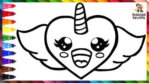 Dibuja y Colorea Un Corazón De Unicornio Dibujos Para Niños