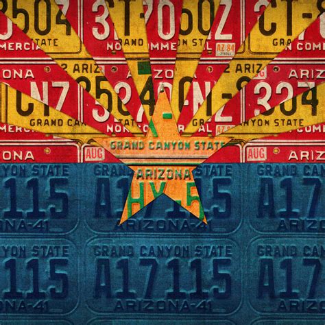 Arizona State Flag License Plates Wall Art | Digital Art | by Design Turnpike