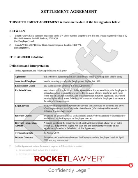 Car Accident Settlement Agreement Template