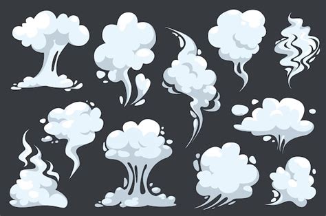 Premium Vector | Steam clouds and smoke in cartoon style set isolated elements bundle of vapor ...