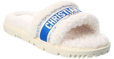 Dior Dway Shearling Slide in White | Lyst Canada