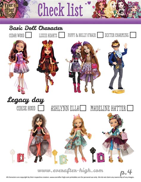 Ever After High Doll Checklist 4 | Ever After High