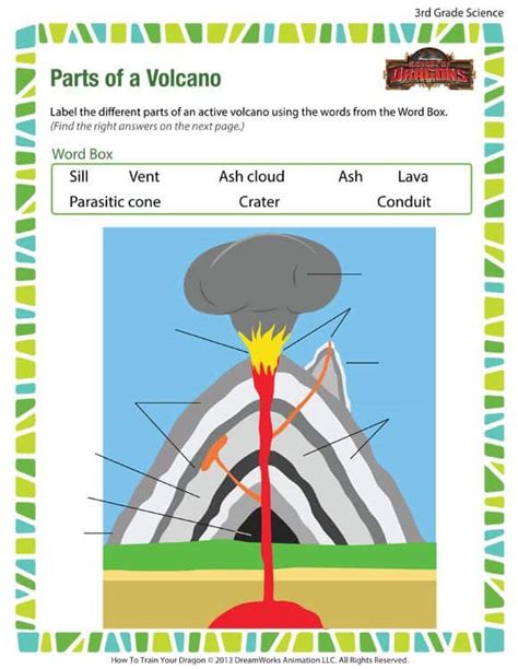 FREE Printable Volcano Worksheet