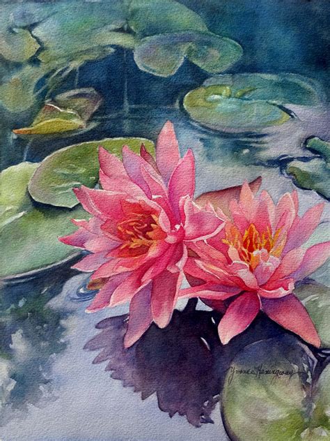 Lotus fleurs-Original aquarelle peinture-rose Lotus avec fond | Etsy ...