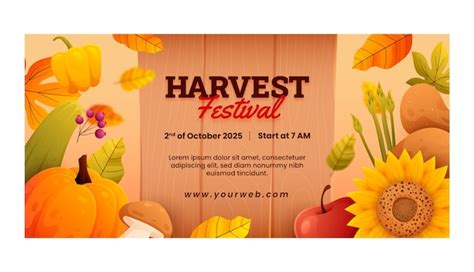 Free Vector | Realistic harvest festival celebration horizontal banner template