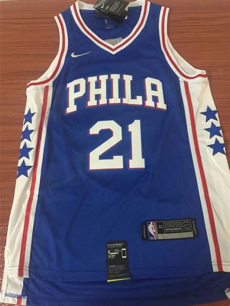 Men 21 Joel Embiid Jersey Blue Swingman Philadelphia 76ers Jersey ...