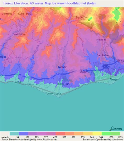 Elevation of Torrox,Spain Elevation Map, Topography, Contour