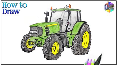 John Deere Tractor Drawing 7530 | How to draw John deere tractor step by step | ck arts - YouTube