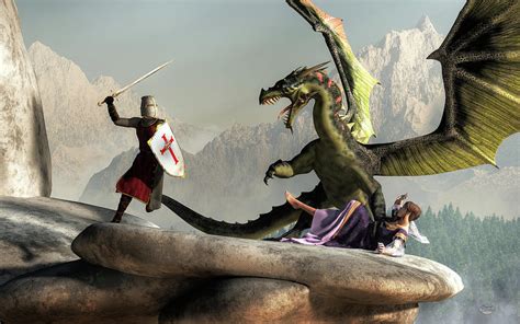 Damsel, Dragon, and Knight Digital Art by Daniel Eskridge - Pixels