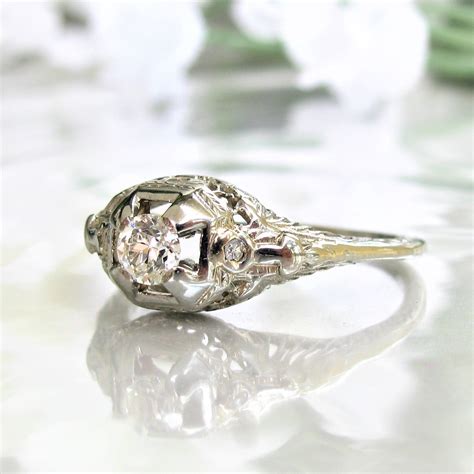 Antique Edwardian Engagement Ring Old European Cut Diamond 18K - Etsy ...