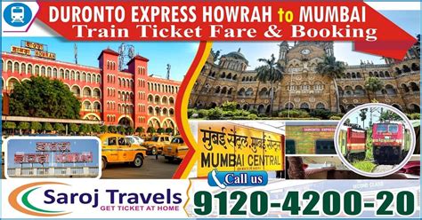 Duronto Express Howrah to Mumbai Ticket Price & Booking - Saroj Travels