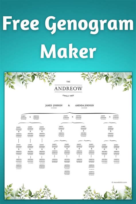 Free Genogram Maker | Family tree chart, Free family tree template, Family tree genealogy