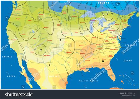 Fictional Map Usa Temperature Barometric Pressure Stock Illustration 1539652214 | Shutterstock