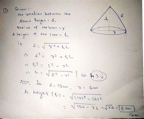 [Solved] The slant height of a right circular cone is given by the ...