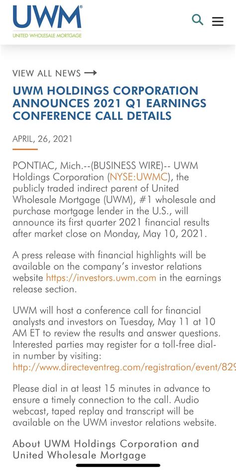 UWMC earnings : r/UWMCShareholders