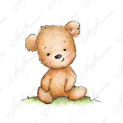 The Drawing of Cute Teddy Bear. Printable Art. Digital File. - Etsy | Teddy bear drawing, Teddy ...