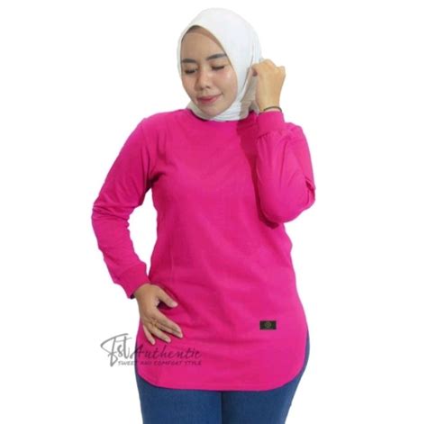 Baju Kaos Wanita Lengan Panjang Dinary Warna Biru Langit / Atasan Wanita / Kaos Wanita / Atasan ...