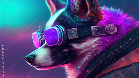 Cyberpunk Husky Dog . Beautiful digital artwork portrait of A Cyberpunk ...