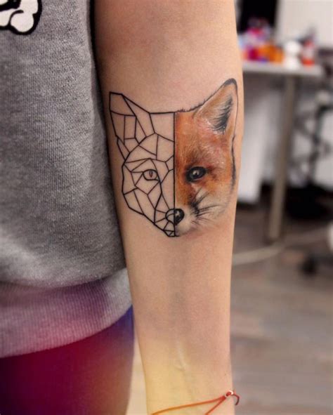 Geometric Tattoo - Geometric half fox head arm tattoo by yershova_anna ...