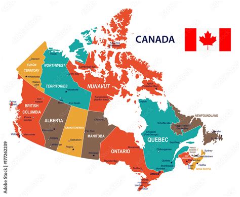 Canada - map and flag illustration Stock Vector | Adobe Stock