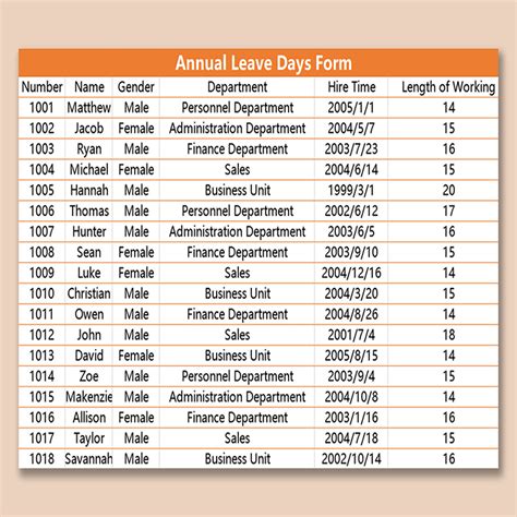 Annual Leave Planner Excel Template