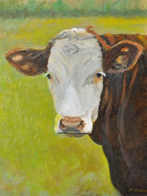 Hereford Cow Art Print Cow Painting Hereford Cow Portrait - Etsy