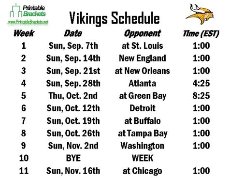 Vikings Schedule | Minnesota Vikings Schedule