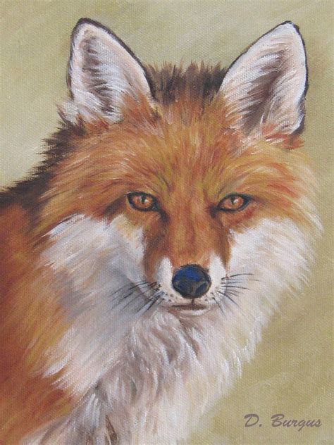 Art Helping Animals: Handsome Red Fox Oil Painting by Della Burgus