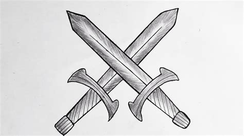 How to draw sword easy step by step || Crossed sword drawing || Tattoo ...